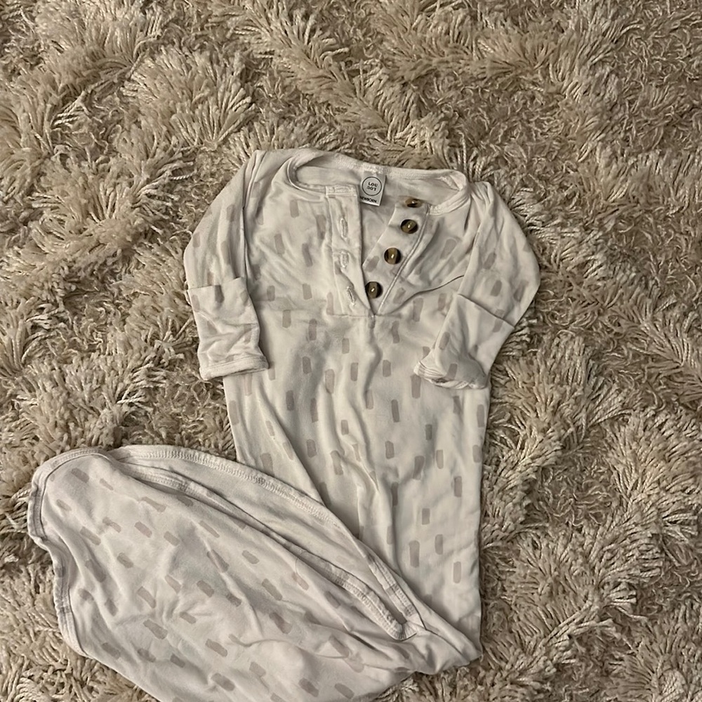 Adorable white and gray newborn gown